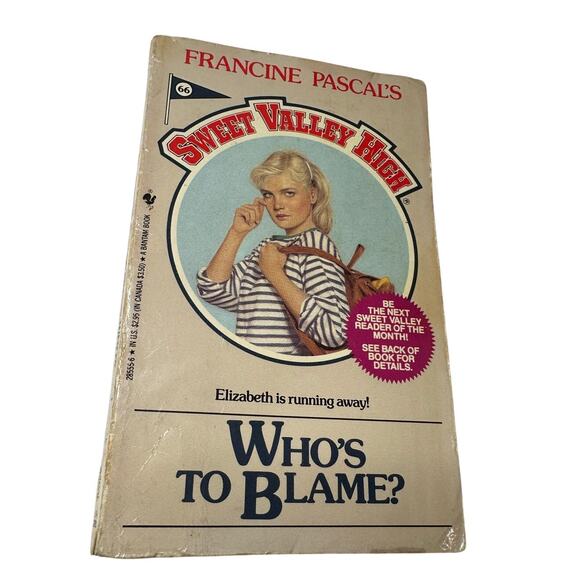 Sweet Valley High 1ST Edition First Print Book #66 Who's To Blame Vintage 1980's - Picture 1 of 9